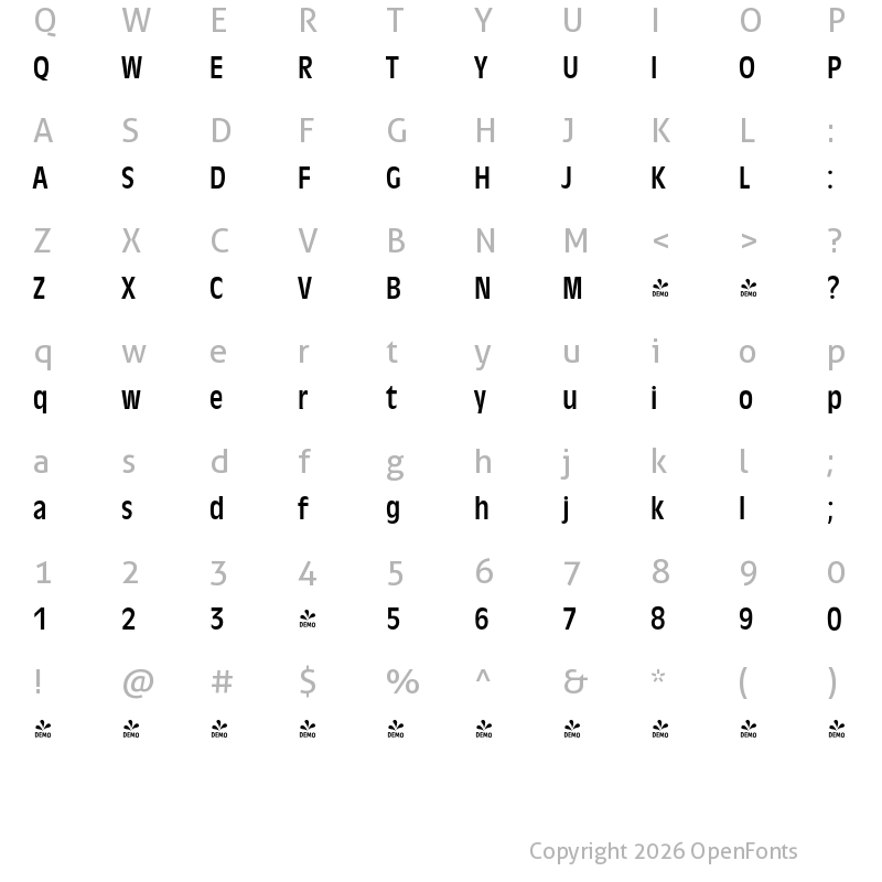 Character Map of FONTSPRING DEMO - Antigone Pro Cd Regular