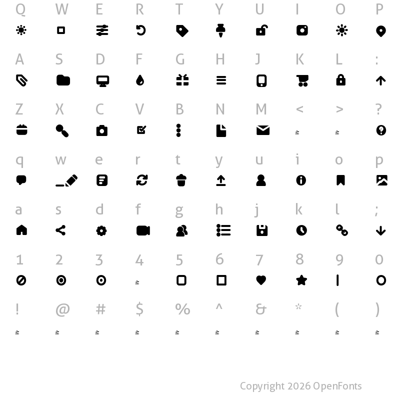 Character Map of FONTSPRING DEMO - Antipasto Icons Bold