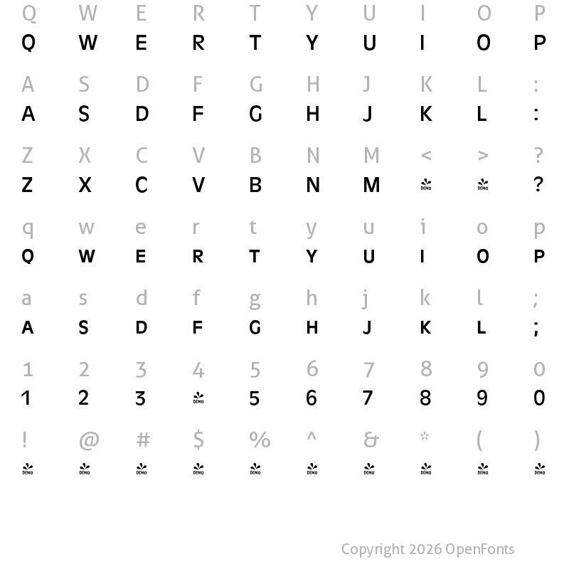 Character Map of FONTSPRING DEMO - AntiqueOliDCDReg Regular