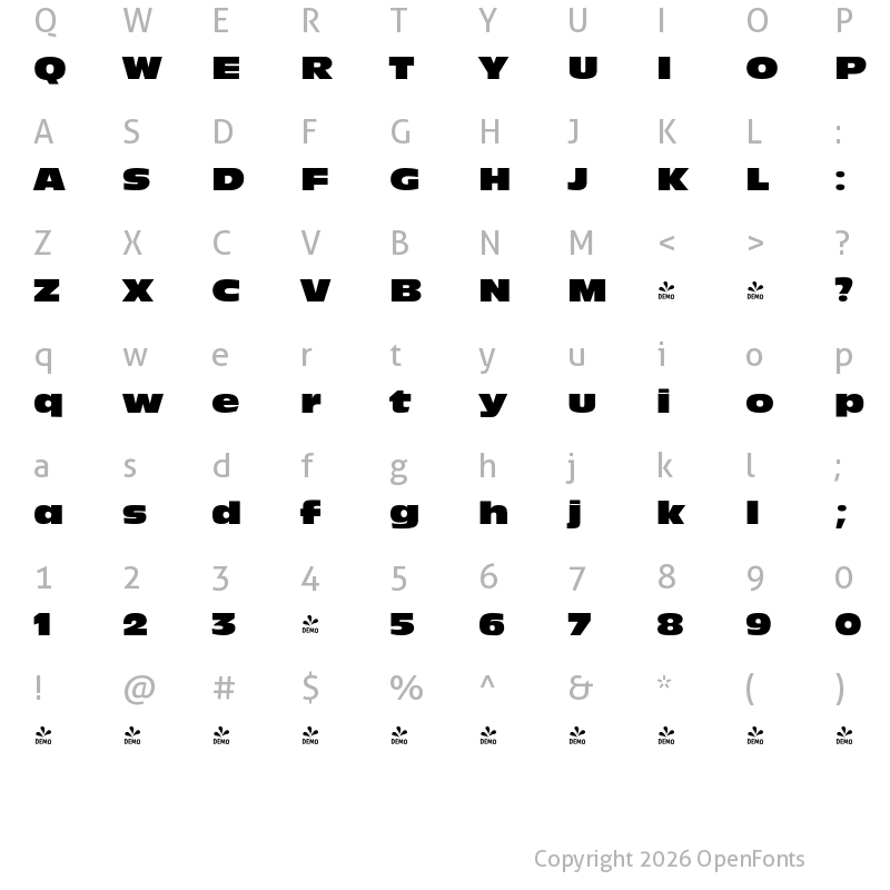 Character Map of FONTSPRING DEMO - AntiqueOliNorDReg Regular