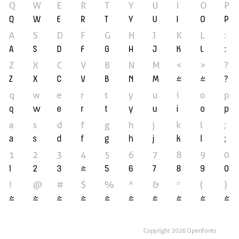 Character Map of FONTSPRING DEMO - ApronSoft Nr Bk Regular
