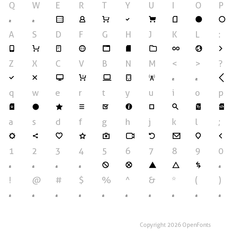 Character Map of FONTSPRING DEMO - Aquawax Pro Pictograms DemiBold Regular