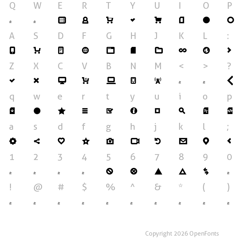 Character Map of FONTSPRING DEMO - Aquawax Pro Pictograms Heavy Regular