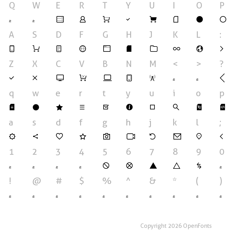 Character Map of FONTSPRING DEMO - Aquawax Pro Pictograms Regular