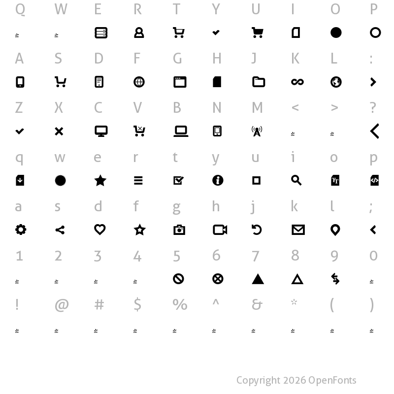 Character Map of FONTSPRING DEMO - Aquawax Pro Pictograms UltraBd Regular