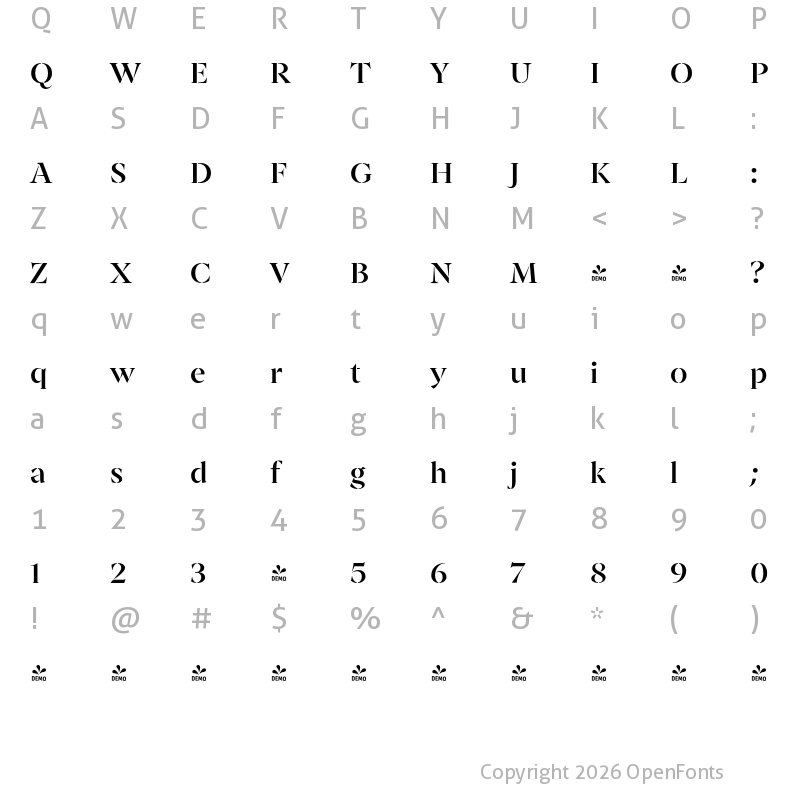 Character Map of FONTSPRING DEMO - Archeron Pro Stencil Medium Regular