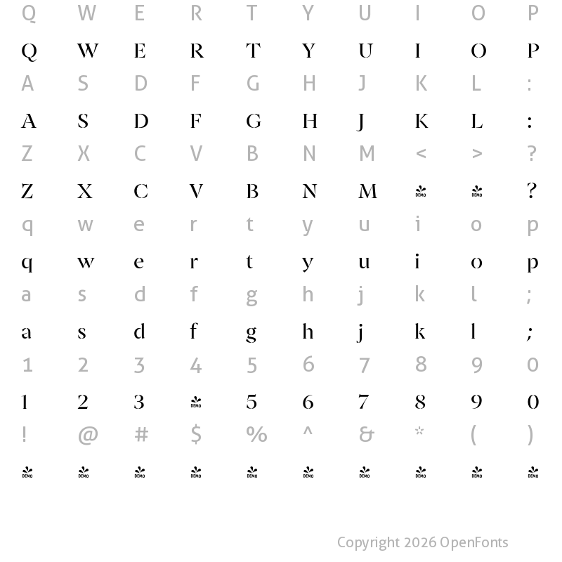 Character Map of FONTSPRING DEMO - Archeron Pro Stencil Regular