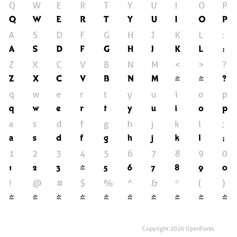 Character Map of FONTSPRING DEMO - Arequipa Bold