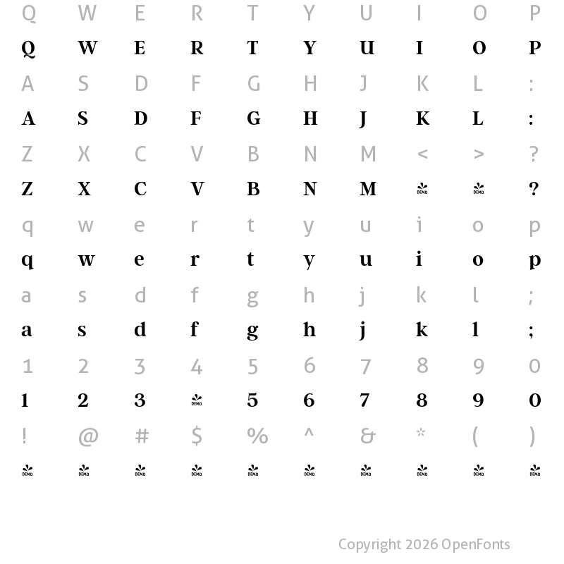 Character Map of FONTSPRING DEMO - Argent CF Demi Bold Regular