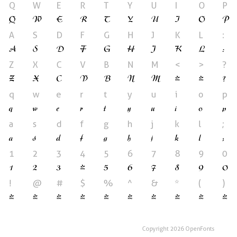 Character Map of FONTSPRING DEMO - Argentine Regular