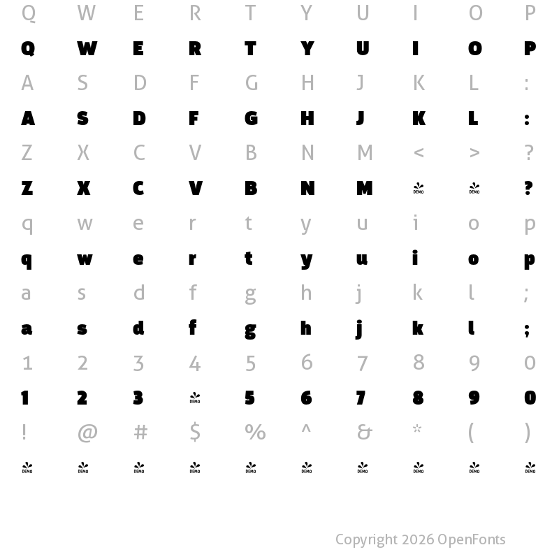 Character Map of FONTSPRING DEMO - Argumentum Ult Regular