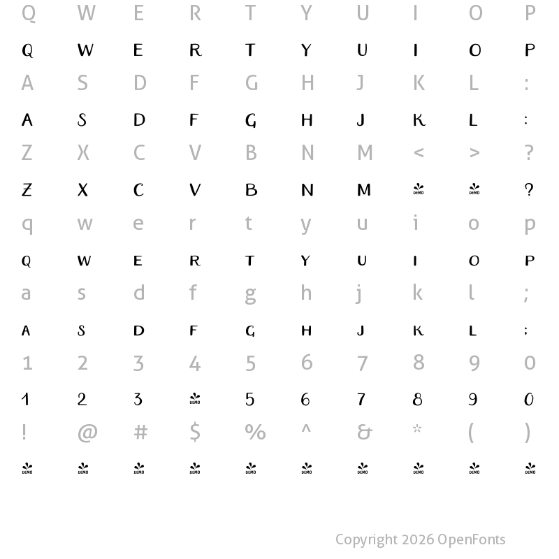 Character Map of FONTSPRING DEMO - Ariadne Sans Regular
