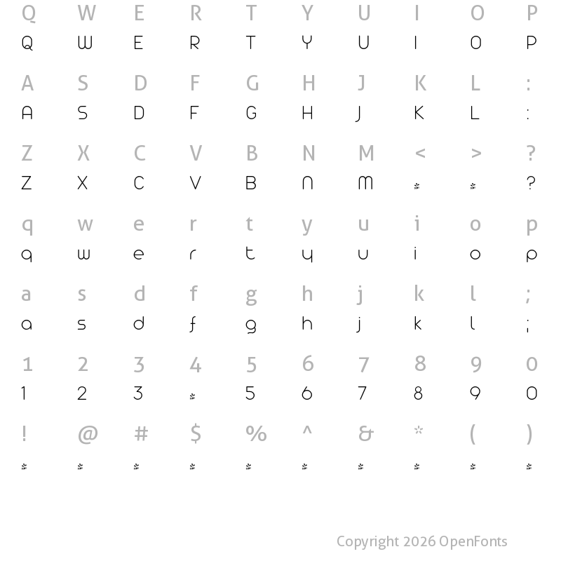 Character Map of FONTSPRING DEMO - Arista Pro ExtraLight Regular
