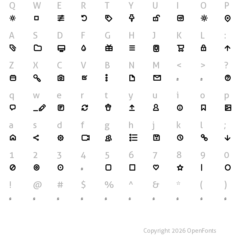 Character Map of FONTSPRING DEMO - Arista Pro Icons DemiBold Regular
