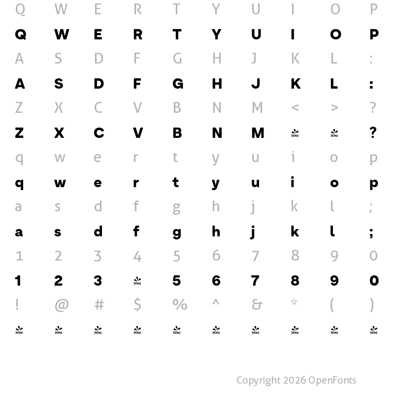 Character Map of FONTSPRING DEMO - Armin Soft Bold
