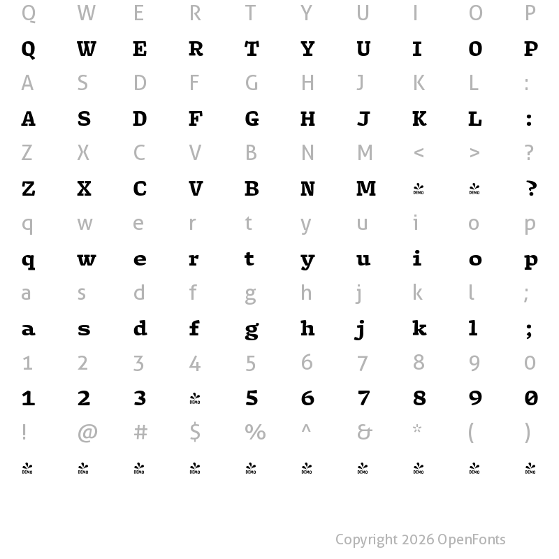Character Map of FONTSPRING DEMO - Array Proportional Black Regular