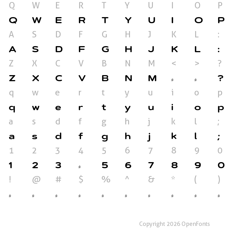 Character Map of FONTSPRING DEMO - Artegra Soft Ex Bold