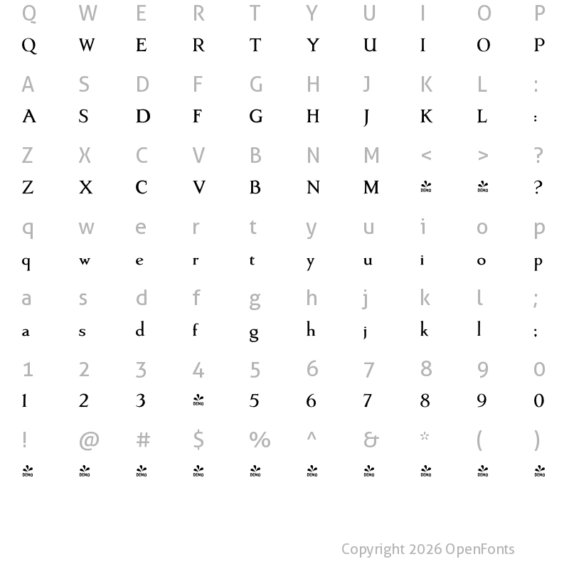 Character Map of FONTSPRING DEMO - Artimas Bold