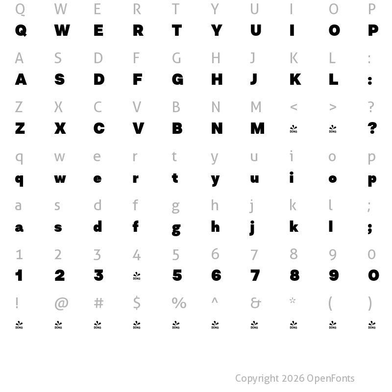 Character Map of FONTSPRING DEMO - Asket Black