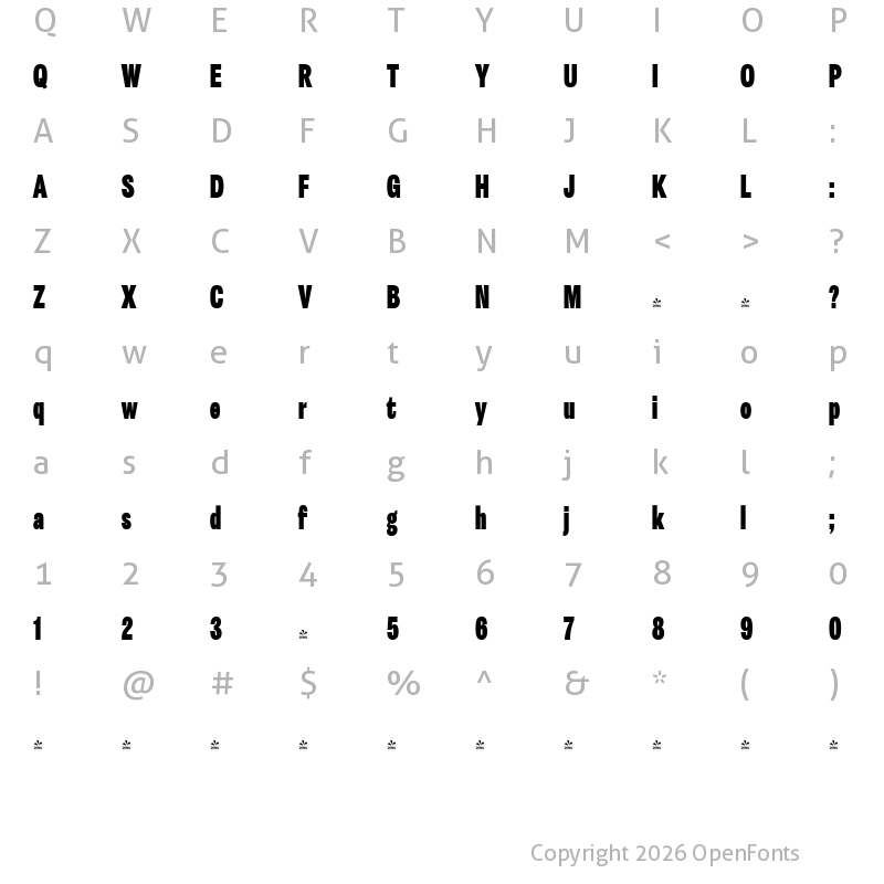 Character Map of FONTSPRING DEMO - Astrid Grotesk Hv XCn Regular