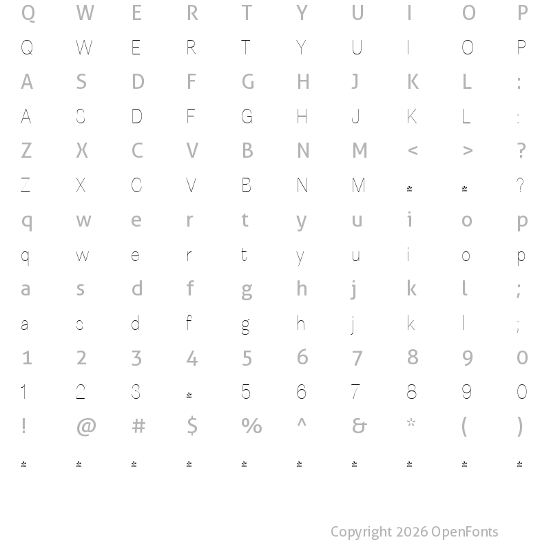 Character Map of FONTSPRING DEMO - Astrid Grotesk ULt SCn Regular