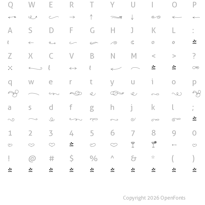 Character Map of FONTSPRING DEMO - Audrey Ornaments2 Regular