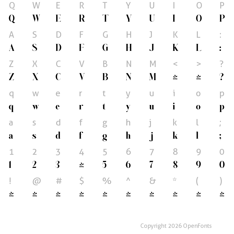 Character Map of FONTSPRING DEMO - Aumiller Serif Black Regular