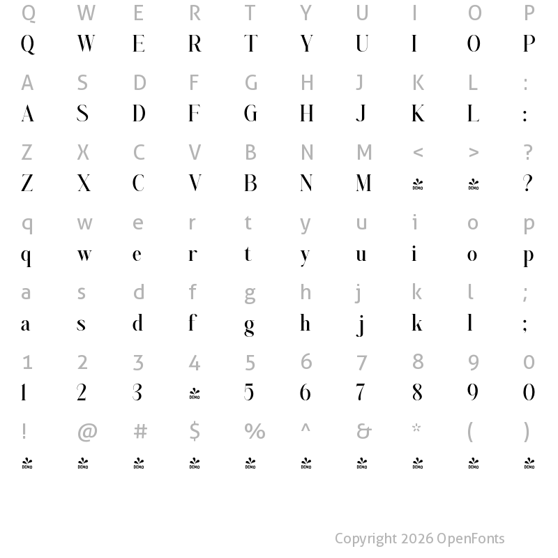 Character Map of FONTSPRING DEMO - Aumiller Serif SemBd Regular