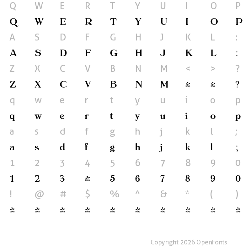 Character Map of FONTSPRING DEMO - Aureata Normal Regular