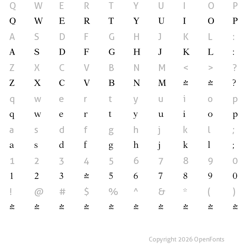 Character Map of FONTSPRING DEMO - Austin Pro Regular