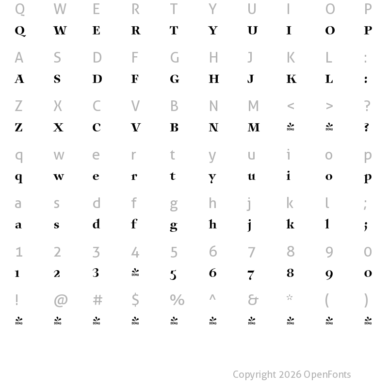 Character Map of FONTSPRING DEMO - Auxerre 65 Medium