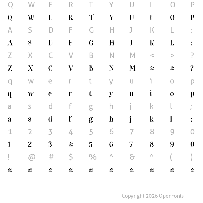 Character Map of FONTSPRING DEMO - Bach Black Regular