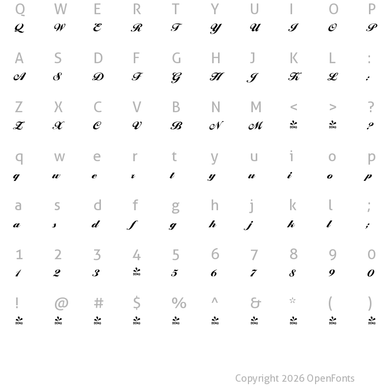 Character Map of FONTSPRING DEMO - Ballantines Serial Black Regular