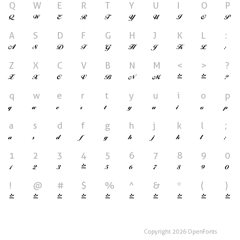 Character Map of FONTSPRING DEMO - Ballantines Serial Heavy Regular