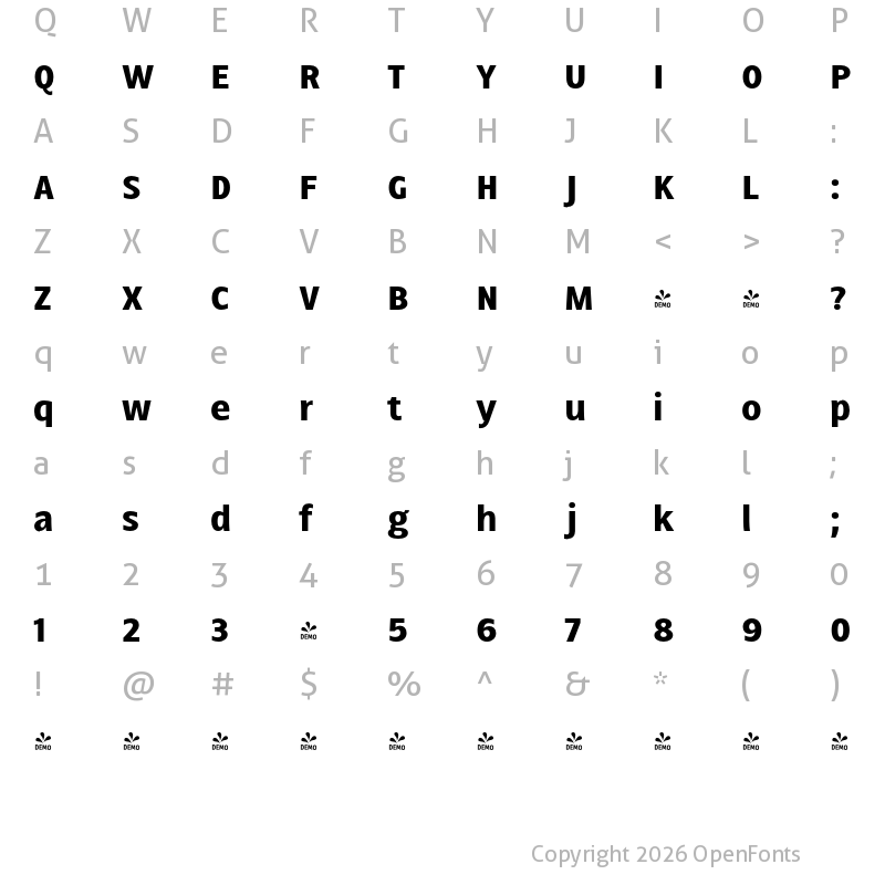 Character Map of FONTSPRING DEMO - Ballarih ExtraBold Regular