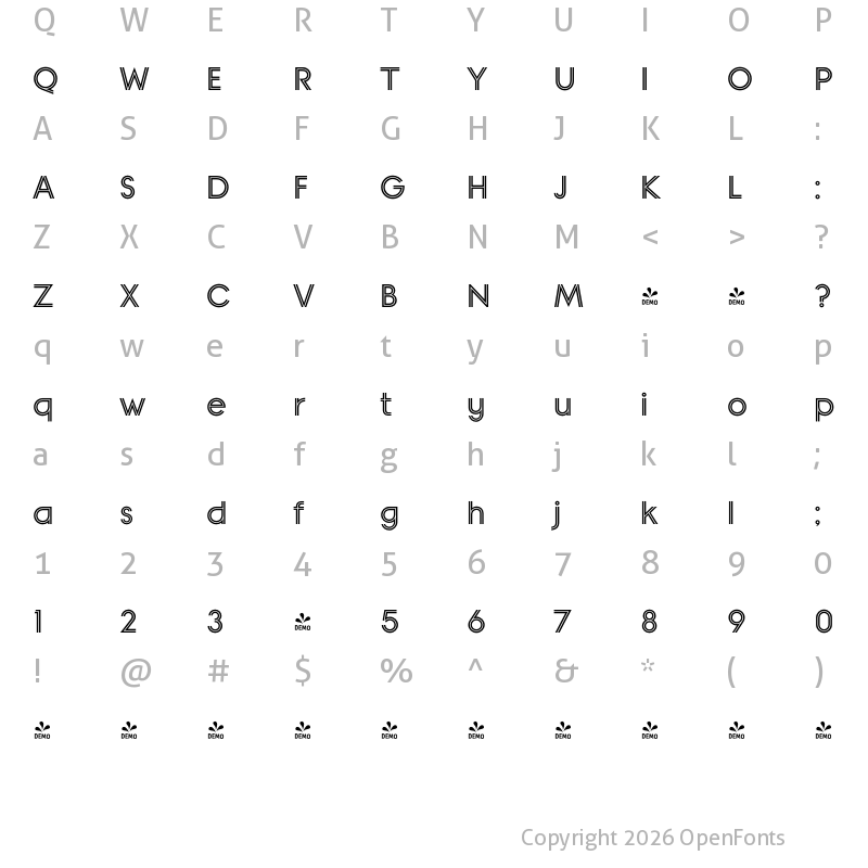 Character Map of FONTSPRING DEMO - Banks Miles Double Line Regular