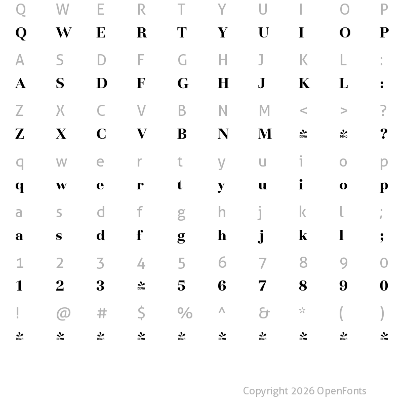 Character Map of FONTSPRING DEMO - Basel Bold