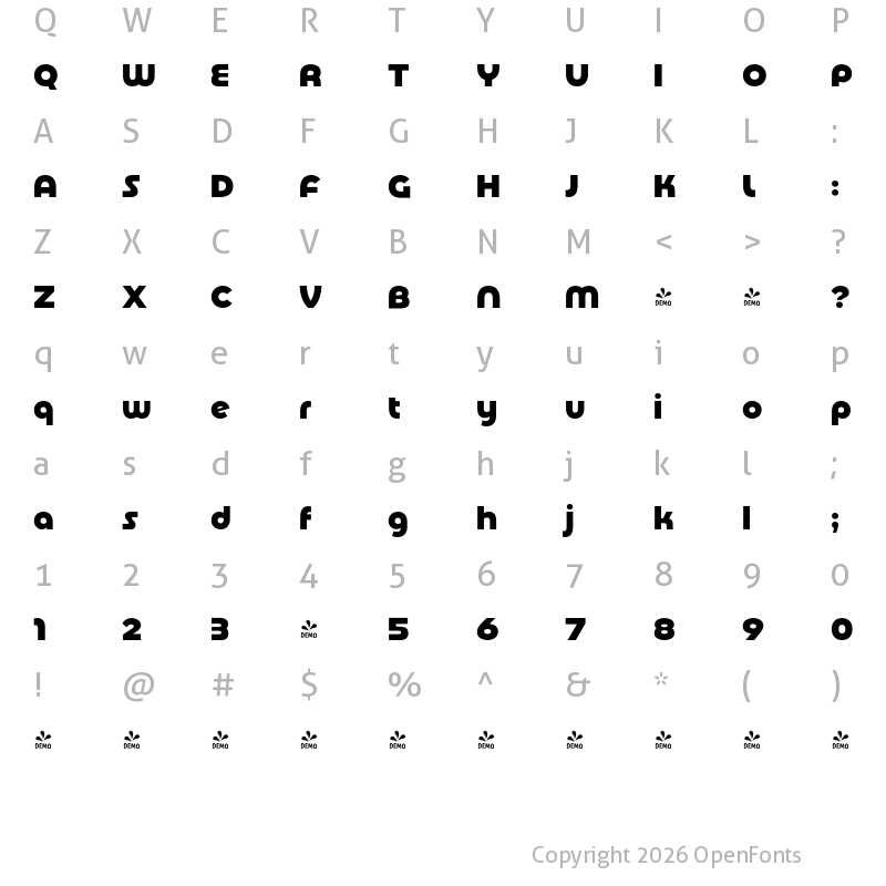 Character Map of FONTSPRING DEMO - Basenji Bold