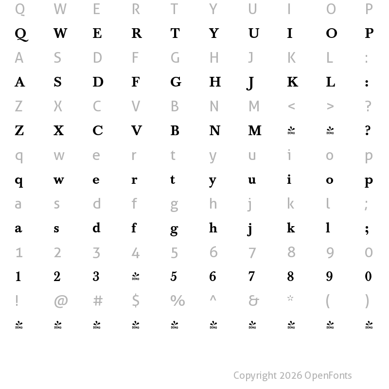 Character Map of FONTSPRING DEMO - Baskerville Pro Bold