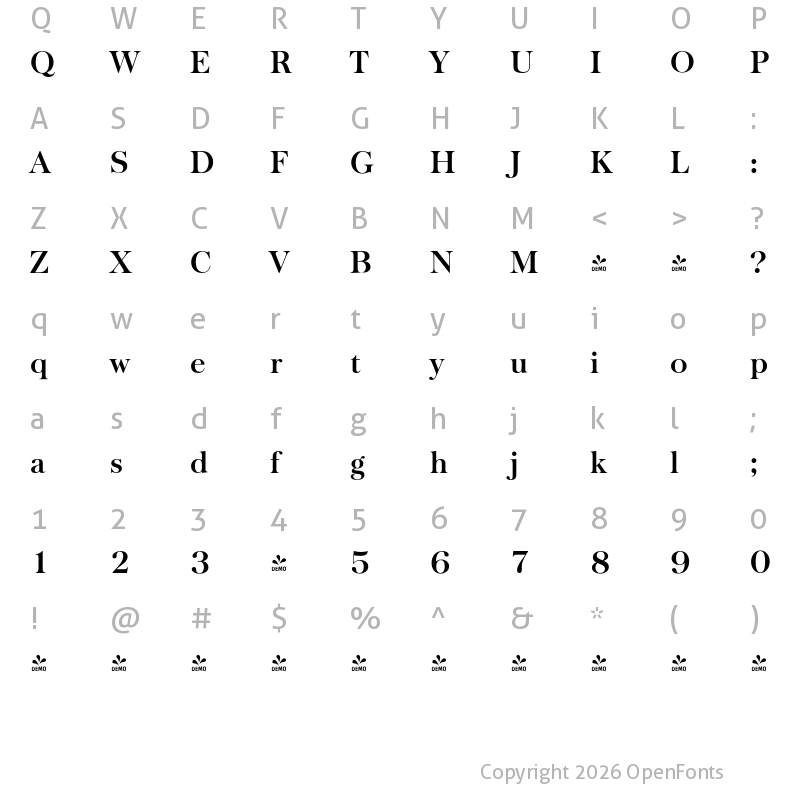 Character Map of FONTSPRING DEMO - Baskerville Serial Bold