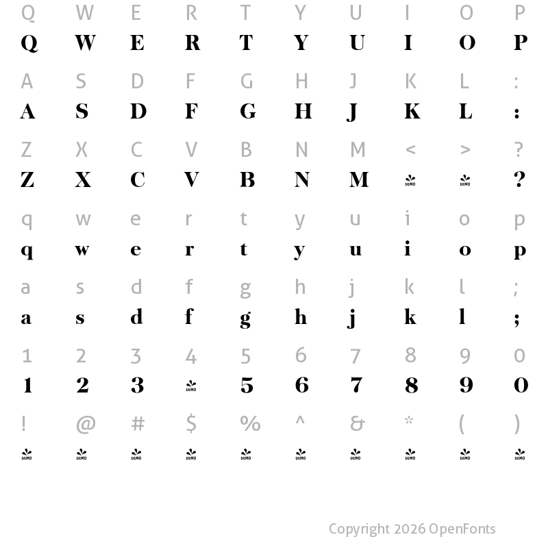 Character Map of FONTSPRING DEMO - Baskerville Serial Heavy Regular