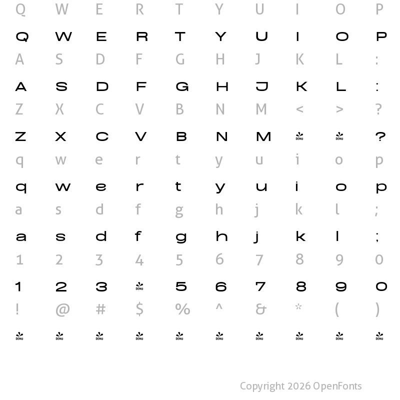 Character Map of FONTSPRING DEMO - BDSans Black Regular