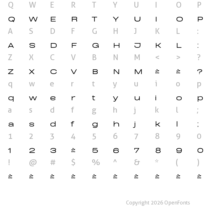Character Map of FONTSPRING DEMO - BDSans ExtReg Bold