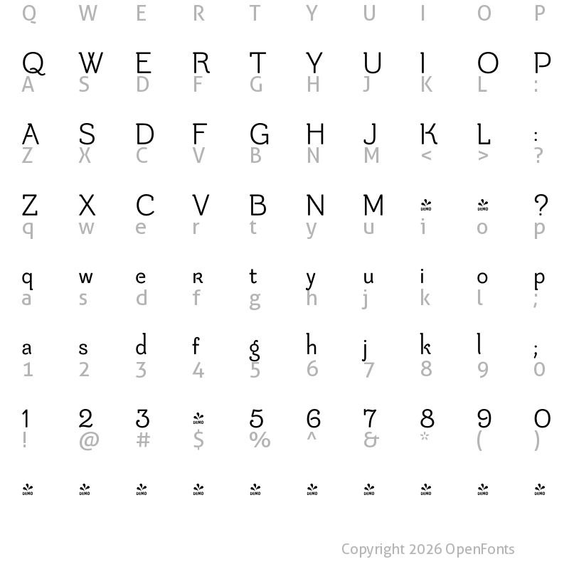 Character Map of FONTSPRING DEMO - Be Creative Demibold Demibold