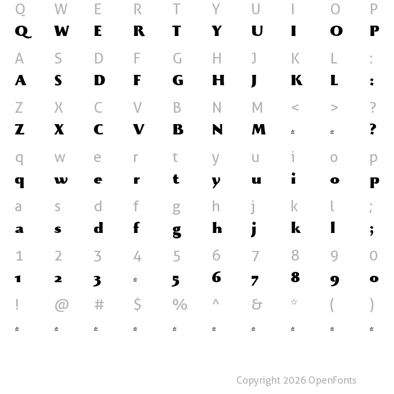 Character Map of FONTSPRING DEMO - Beatrix Antiqua Black Bold