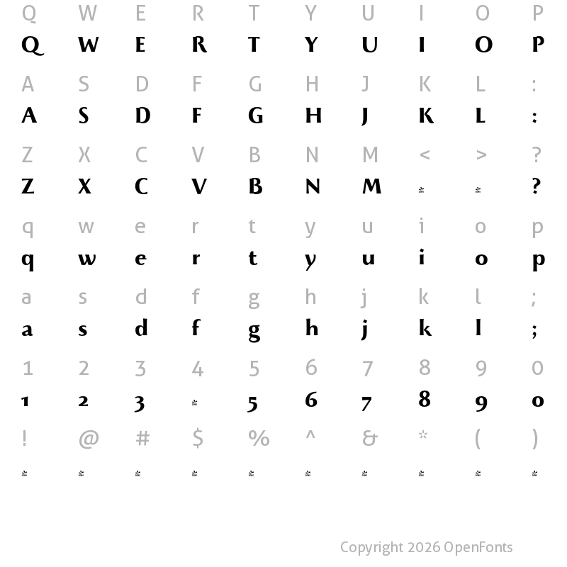 Character Map of FONTSPRING DEMO - Beatrix Antiqua Bold Bold