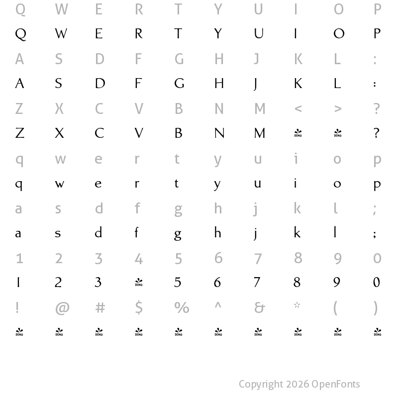 Character Map of FONTSPRING DEMO - Biblia Medium