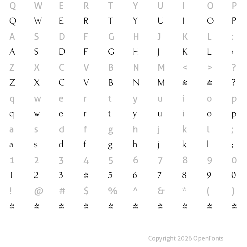 Character Map of FONTSPRING DEMO - Biblia Regular