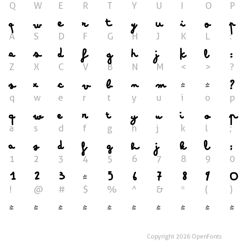 Character Map of FONTSPRING DEMO - Bimbo Jumbo Bold