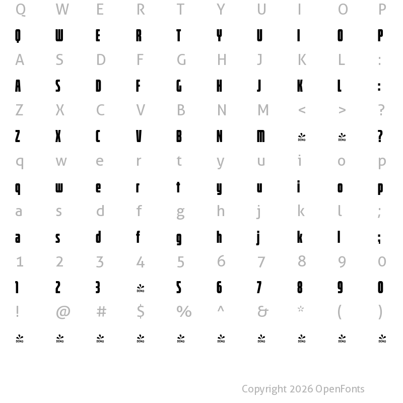Character Map of FONTSPRING DEMO - Bitcrusher Cd Hv Regular